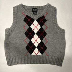 Holiday Editions Gray Argyle Vest